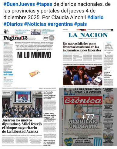 Tapas de diarios nacionales, de las provincias y portales del pas 4 de diciembre 2025