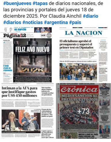 Tapas de diarios nacionales, de las provincias y portales del pa�s 18 de diciembre 2025
