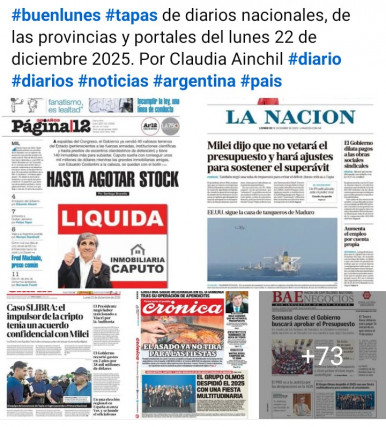 Tapas de diarios nacionales, de las provincias y portales del pa�s 22 de diciembre 2025