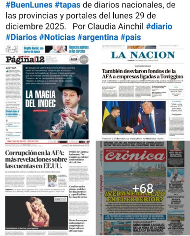 Tapas de diarios nacionales, de las provincias y portales del pa�s 29 de diciembre 2025