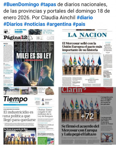 Tapas de diarios nacionales, de las provincias y portales del pa�s 18 de enero 2026