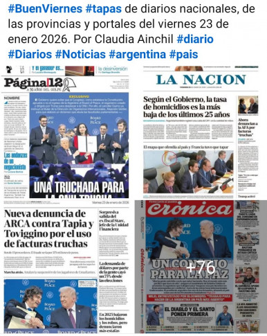 Tapas de diarios nacionales, de las provincias y portales del pa�s 23 de enero 2026