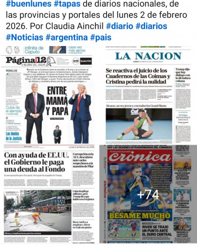 Tapas de diarios nacionales, de las provincias y portales del pa�s 2 de febrero 2026