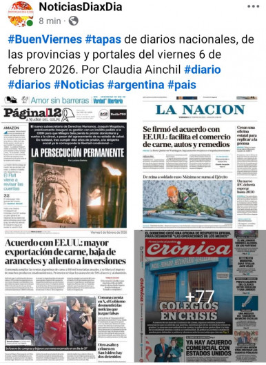 Tapas de diarios nacionales, de las provincias y portales del pa�s 6 de febrero 2026