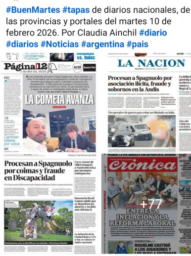 Tapas de diarios nacionales, de las provincias y portales del pa�s 10 de febrero 2026