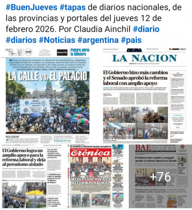 Tapas de diarios nacionales, de las provincias y portales del pa�s 12 de febrero 2026