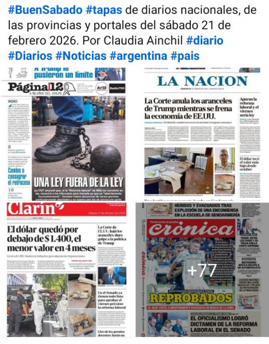 Tapas de diarios nacionales, de las provincias y portales del pa�s 21 de febrero 2026