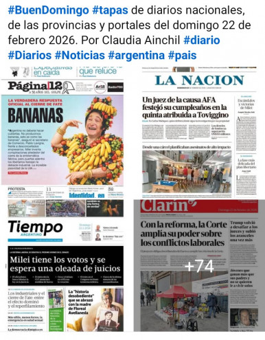 Tapas de diarios nacionales, de las provincias y portales del pa�s 22 de febrero 2026