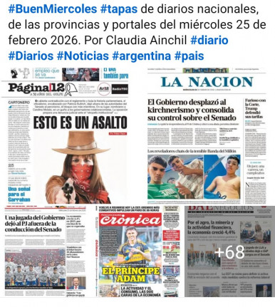 Tapas de diarios nacionales, de las provincias y portales del pa�s 25 de febrero 2026