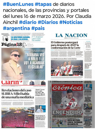 Tapas de diarios nacionales, de las provincias y portales del pa�s 16 de marzo 2026