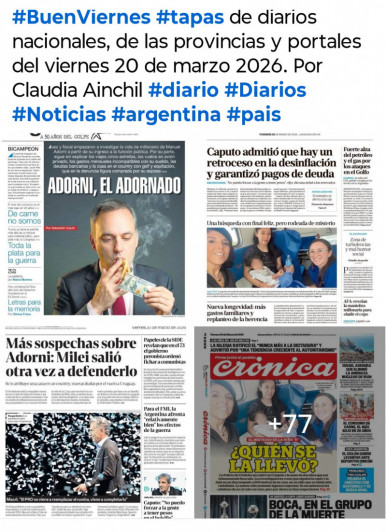 Tapas de diarios nacionales, de las provincias y portales del pa�s 20 de marzo 2026