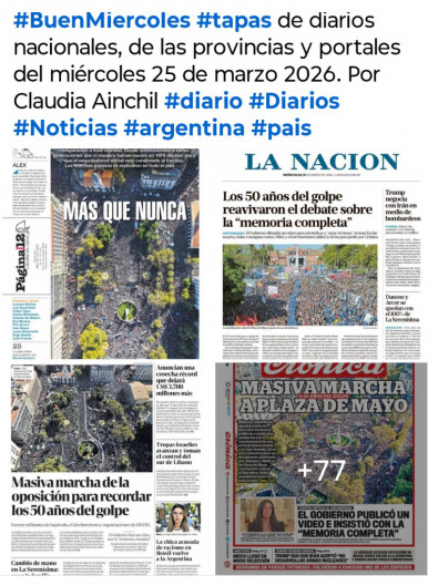 Tapas de diarios nacionales, de las provincias y portales del pa�s 25 de marzo 2026