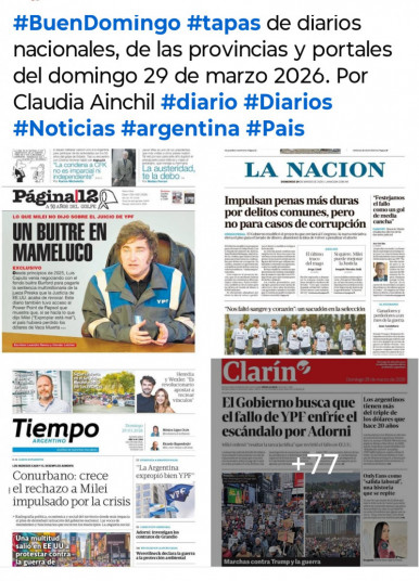 Tapas de diarios nacionales, de las provincias y portales del pa�s 29 de marzo 2026