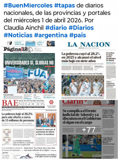 Tapas de diarios nacionales, de las provincias y portales del pa�s 1 de abril 2026