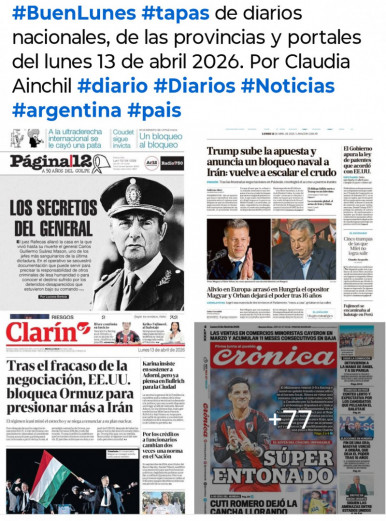 Tapas de diarios nacionales, de las provincias y portales del pa�s 13 de abril 2026