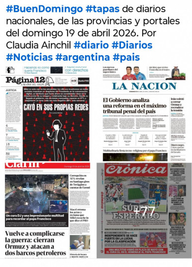 Tapas de diarios nacionales, de las provincias y portales del pa�s 19 de abril 2026