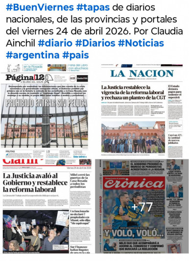 Tapas de diarios nacionales, de las provincias y portales del pa�s 24 de abril 2026