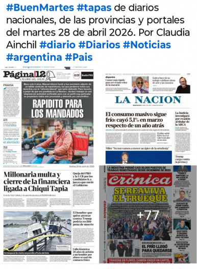 Tapas de diarios nacionales, de las provincias y portales del pa�s 28 de abril 2026
