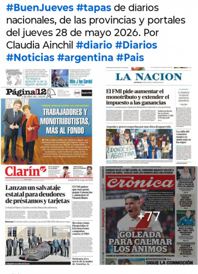 Tapas de diarios nacionales, de las provincias y portales del jueves 28 de mayo 2026