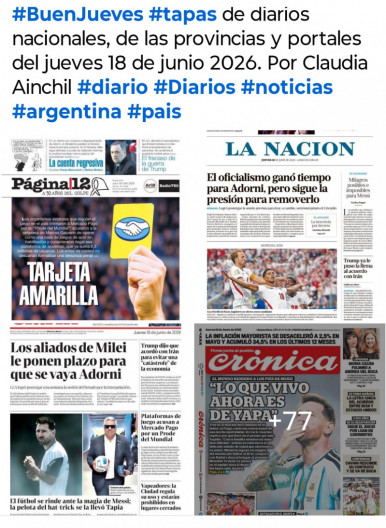 Tapas de diarios nacionales, de las provincias y portales del pa�s 18 de junio 2026