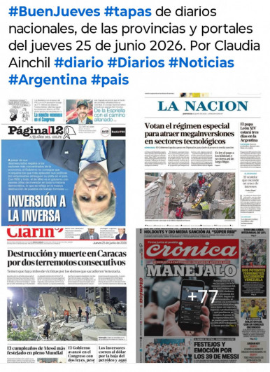 Tapas de diarios nacionales, de las provincias y portales del pa�s 25 de junio 2026