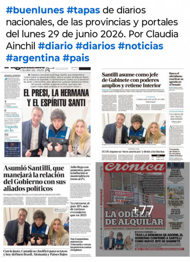 Tapas de diarios nacionales, de las provincias y portales del pa�s 29 de junio 2026