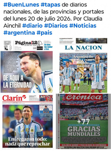 Tapas de diarios nacionales, de las provincias y portales del pa�s 20 de julio 2026