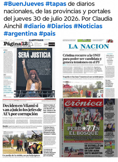 Tapas de diarios nacionales, de las provincias y portales del pa�s 30 de julio 2026