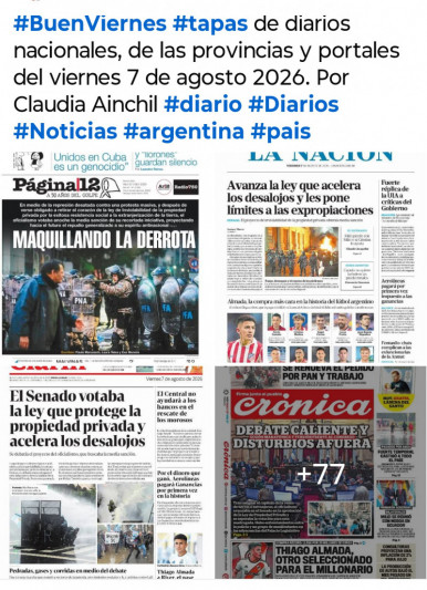 Tapas de diarios nacionales, de las provincias y portales del pa�s 7 de agosto 2026