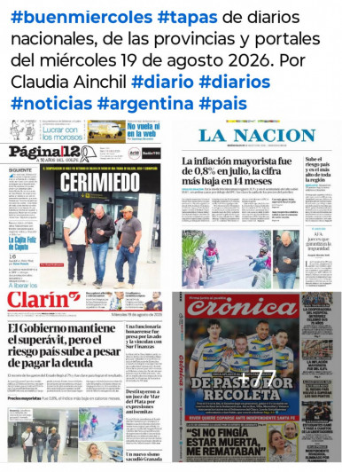 Tapas de diarios nacionales, de las provincias y portales del pa�s 19 de agosto 2026