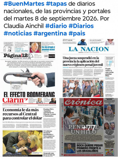 Tapas de diarios nacionales, de las provincias y portales del pa�s 8 de septiembre 2026