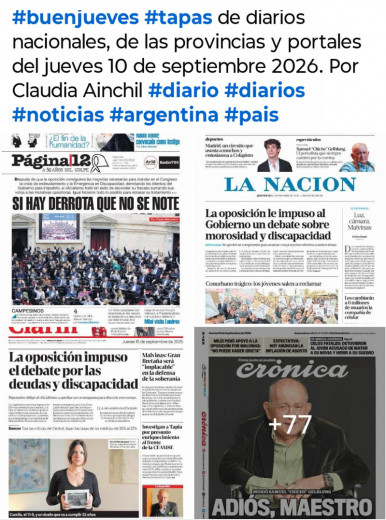 Tapas de diarios nacionales, de las provincias y portales del pa�s 10 de septiembre 2026