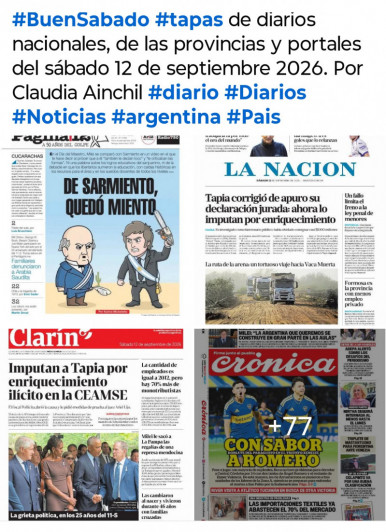 Tapas de diarios nacionales, de las provincias y portales del pa�s 12 de septiembre 2026
