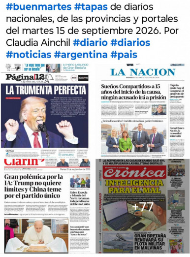 Tapas de diarios nacionales, de las provincias y portales del pa�s 15 de septiembre 2026