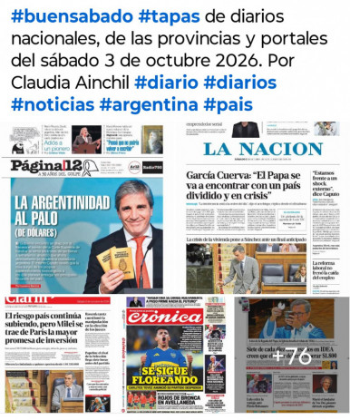 Tapas de diarios nacionales, de las provincias y portales del pa�s 3 de octubre 2026