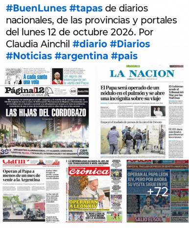 Tapas de diarios nacionales, de las provincias y portales del pa�s 12 de octubre 2026